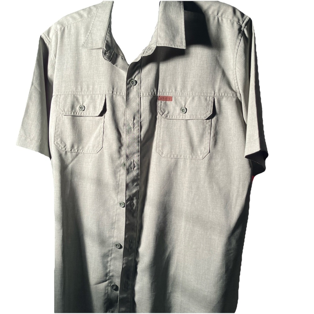 ORVIS Shirt Size XL Green Quick Dry short sleeve button down